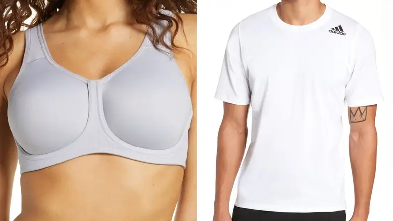 running bra and men's shirt