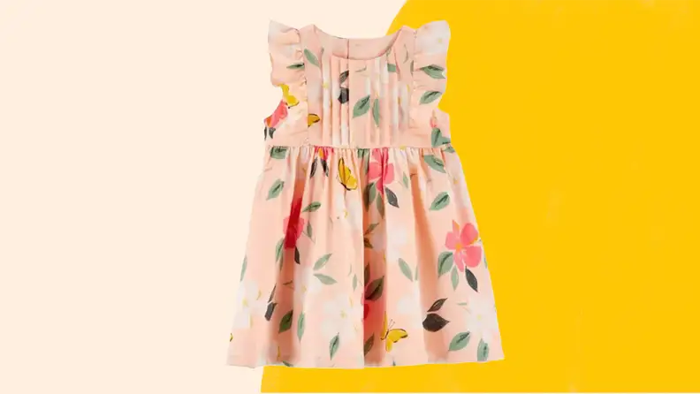 Pink floral printed children's dress