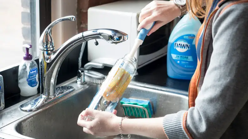 Scrub the inside of your reusable water bottle