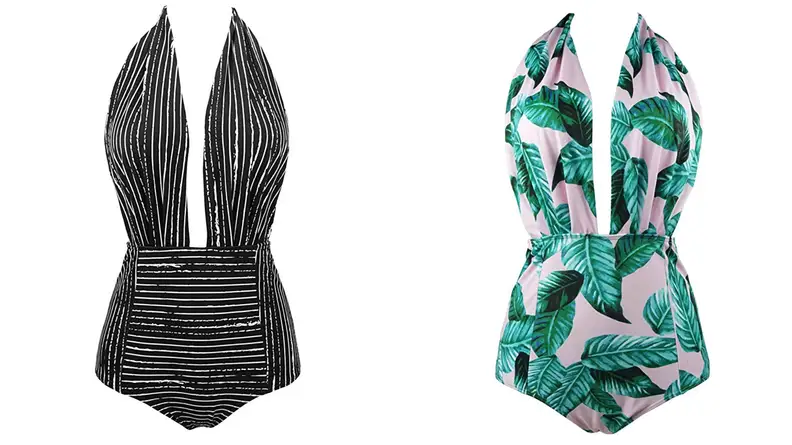 COCOSHIP Retro One Piece Backless Swimsuit