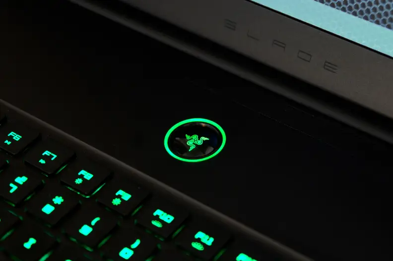 A photo of the Razer Blade Pro's power button.