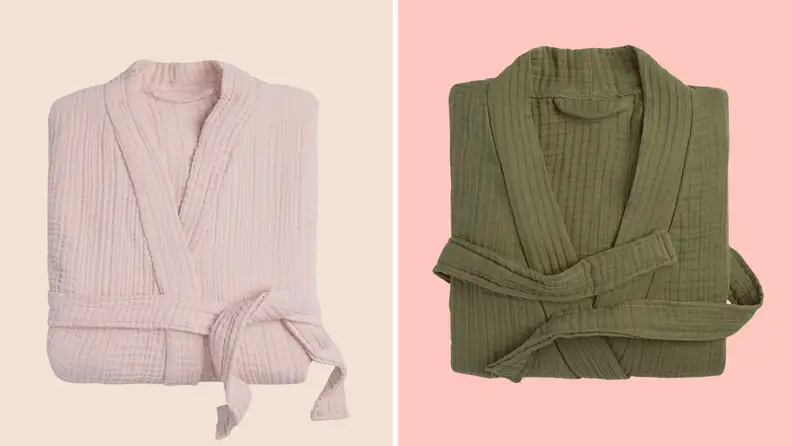 Two parachute robes side by side folded