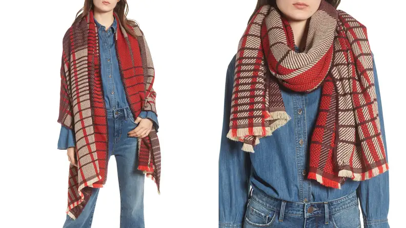 Treasure & Bond Plaid Blanket Scarf