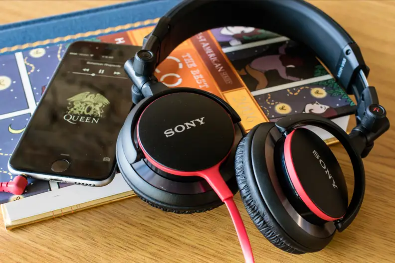 A photo of the Sony MDR-V55's backs.