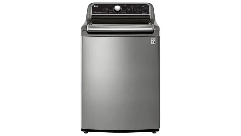 The LG WT7305CV top-load washing machine on a white background.