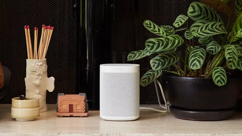 Sonos One white speaker on table