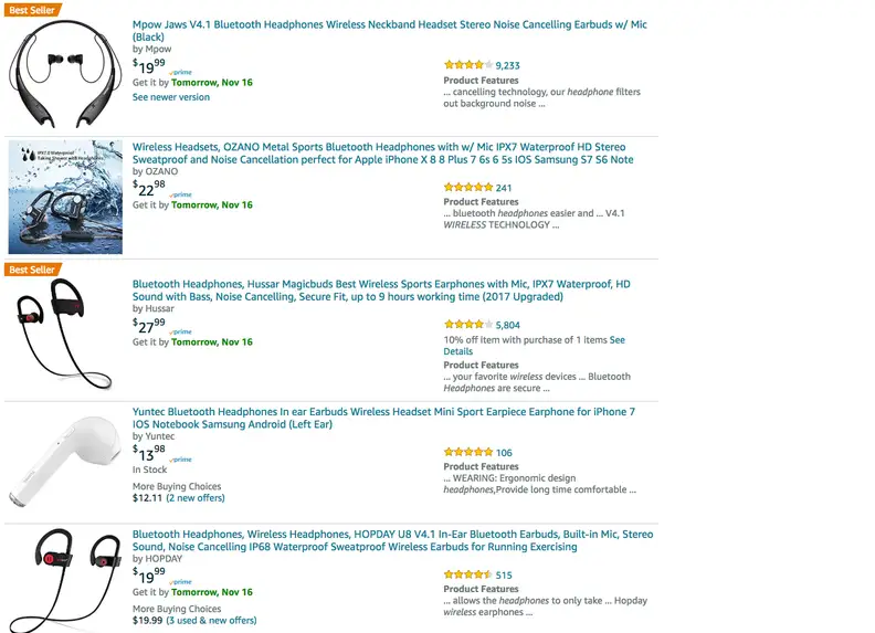 When you search for "wireless headphones" you will often see multiple products flagged as a "best seller."