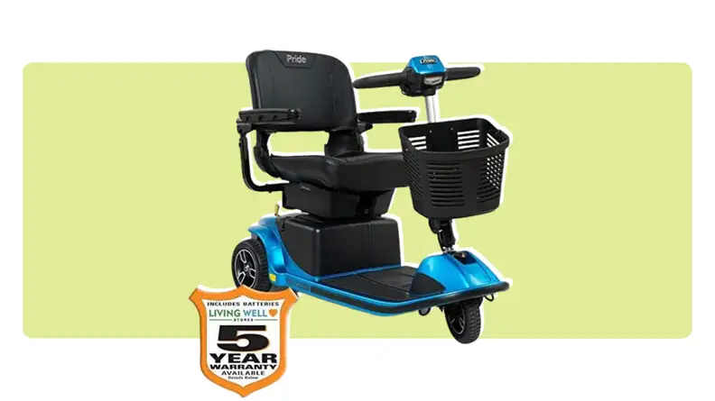 The Revo mobility scooter on a green and white background
