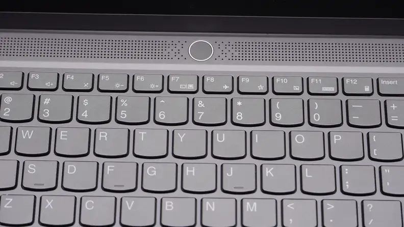 Up close view of the Lenovo Legion Slim 5 14APH8 laptop's keyboard.