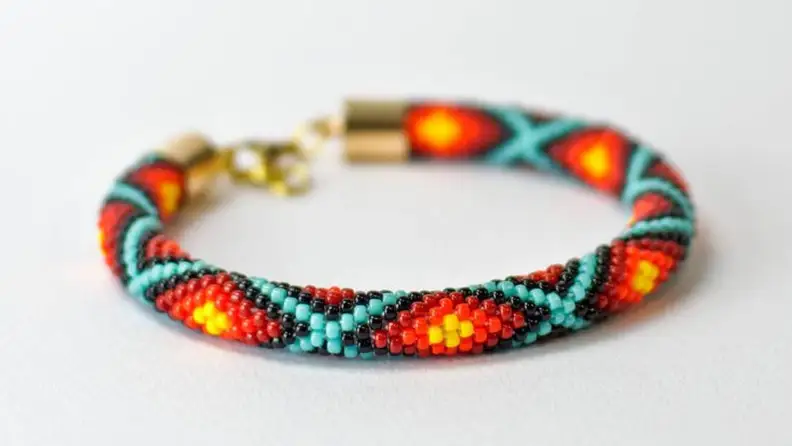 A beaded bracelet.
