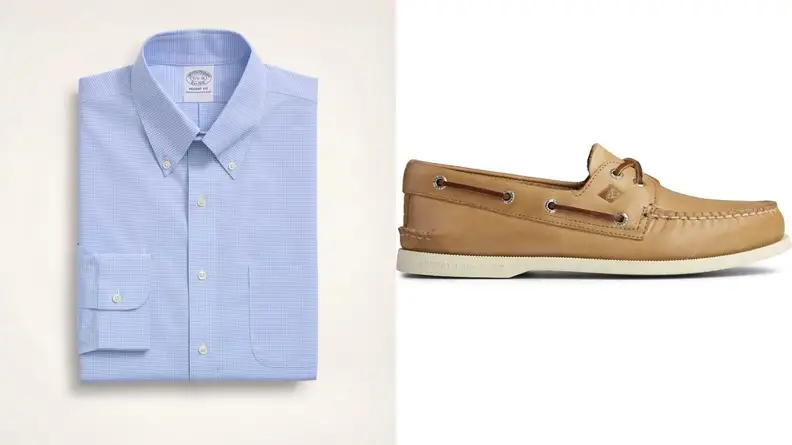 Broos Brothers shirt, boat shoes from Sperry.
