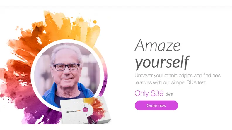 A screenshot of the MyHeritage DNA testing website.