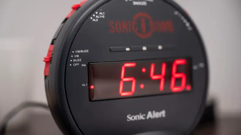 a close up of the sonic bomb alarm