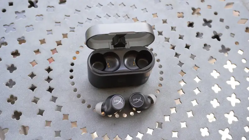 The HyperX Cirro Buds Pro outside their case.