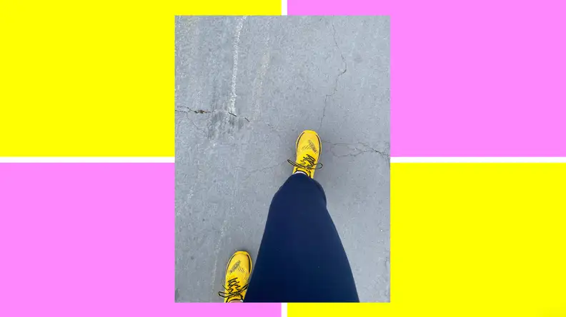 I walk a paved road in my Keen WK400s