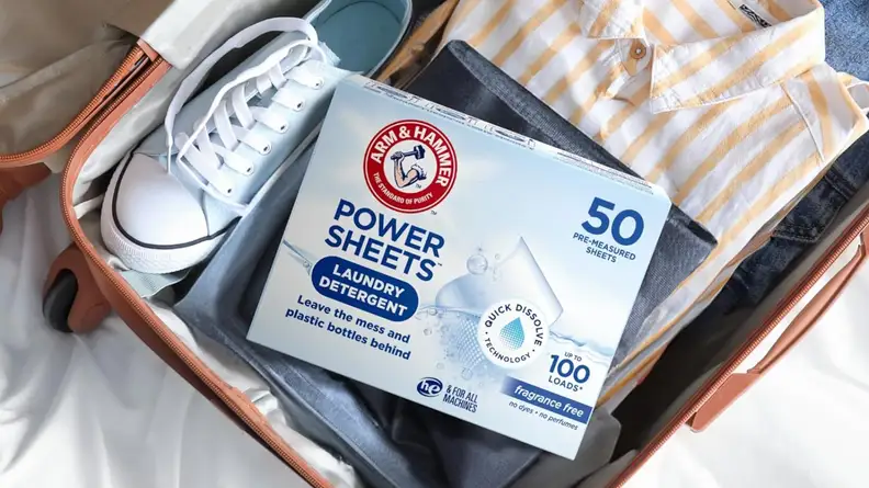 Arm and Hammer sheets on a laundry pile