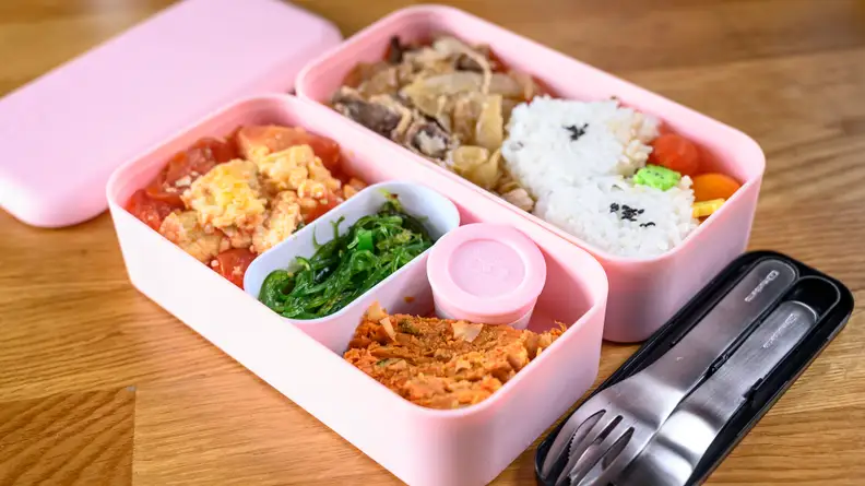 This bento box helps me bring lunch to work.