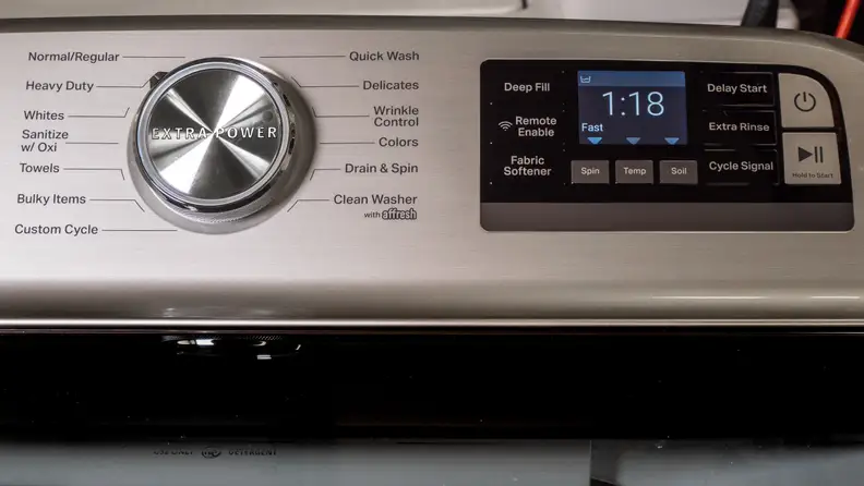 The MVW7232HW has an LCD screen and selector knob