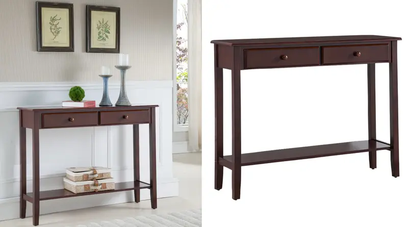 Tomag Wood Console Table, Walnut
