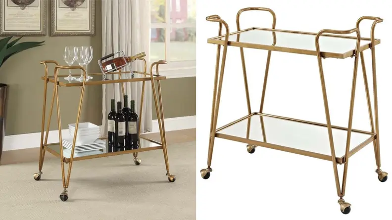 Gold Mid-Century Bar Cart