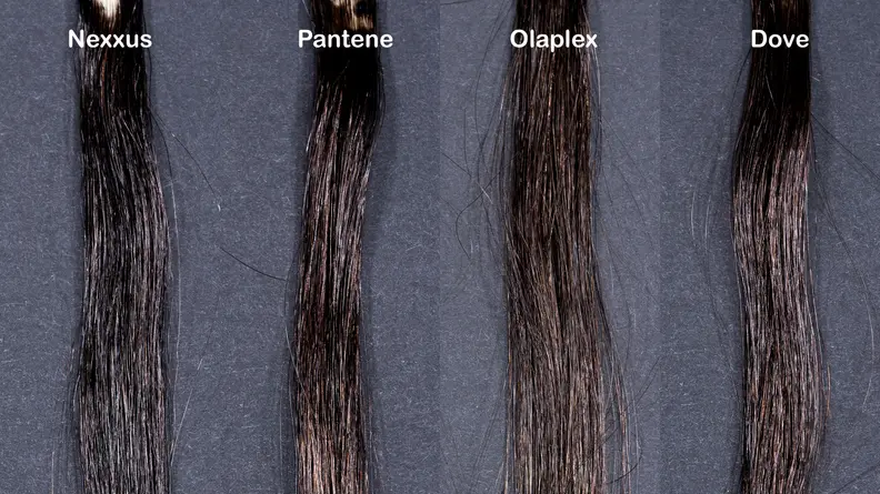 The Nexxus shampoo showed the least fading after five washes.