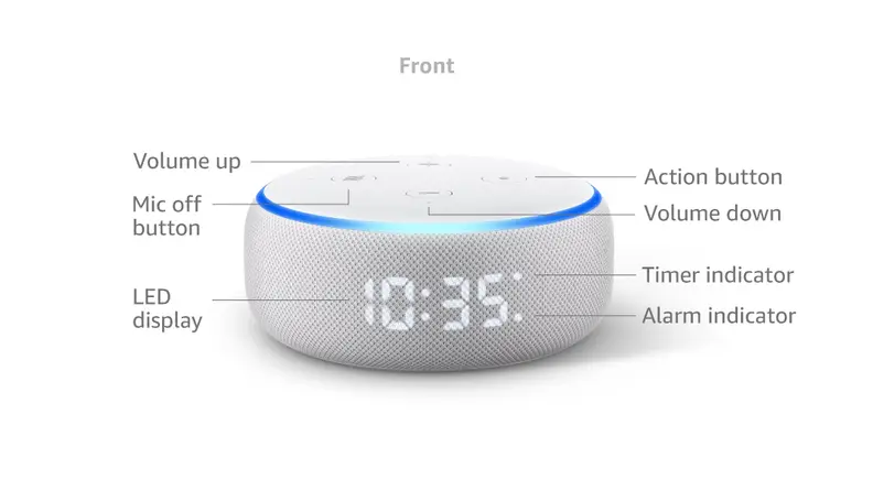 Echo Dot 3 on counter displaying 13 minute timer