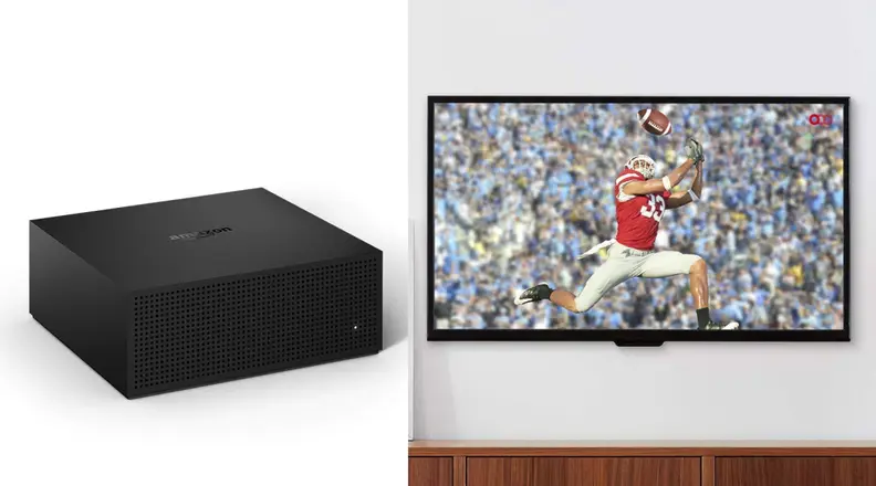 Amazon Recast and TV with football game