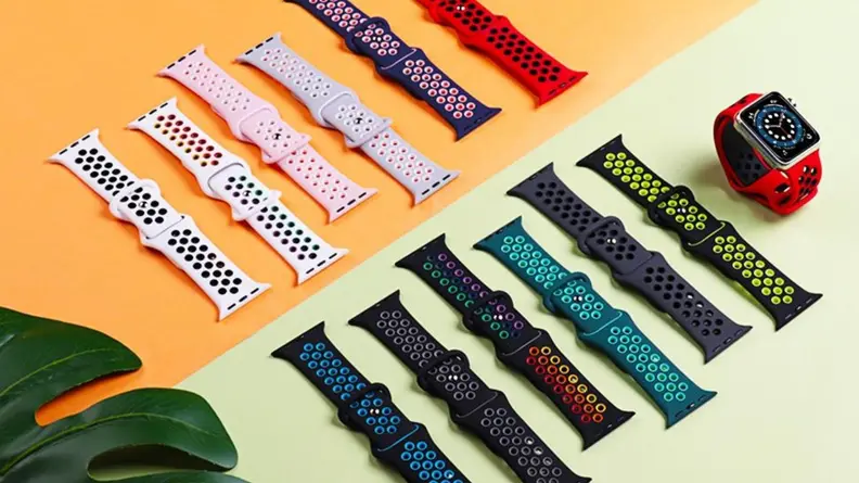 A silicone sports watch band.