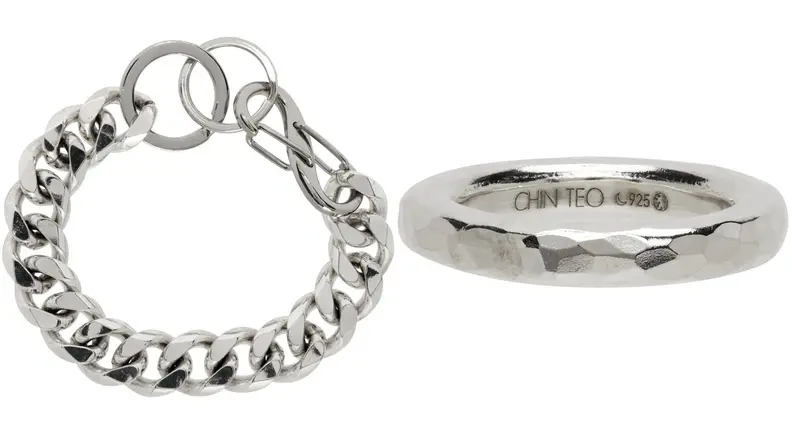 ring made of stone, bracelet of sterling silver