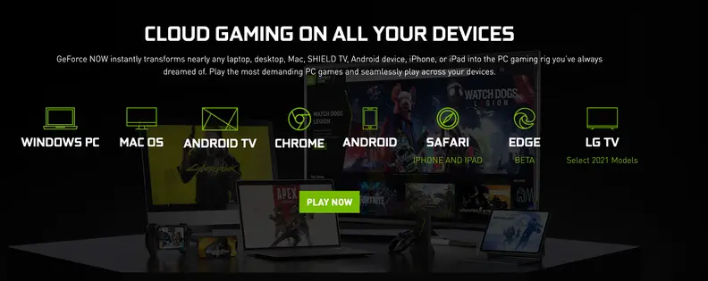 Screenshot of GeForce Now Cloud gaming service.