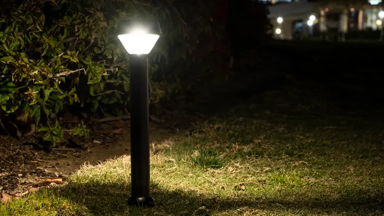 Ring Solar Path Lights in a yard at night