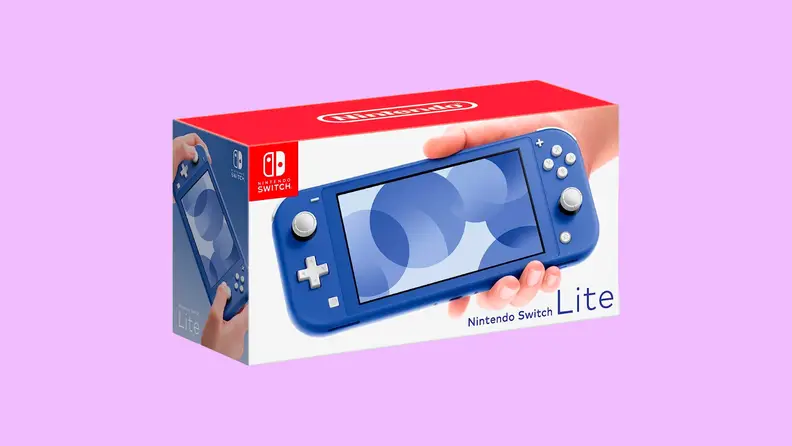A Nintendo Switch light sits on a colorful field.