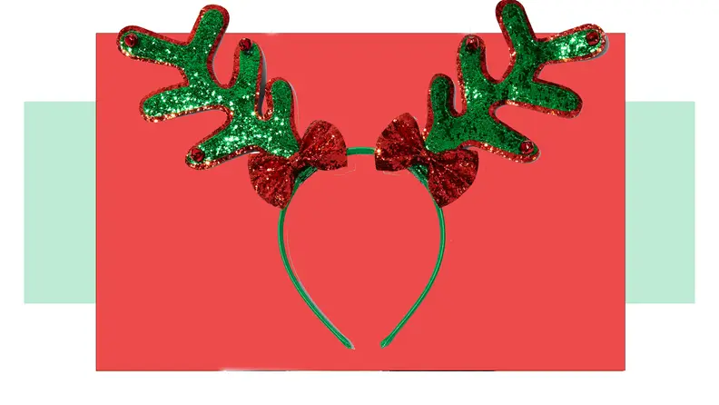 green reindeer headband.