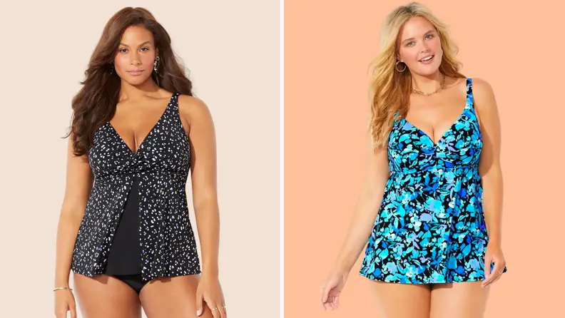 Models wearing plus-size swimwear from Swimsuits for All
