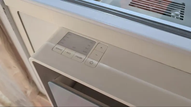 Top of the A/C unit showing off the settings.