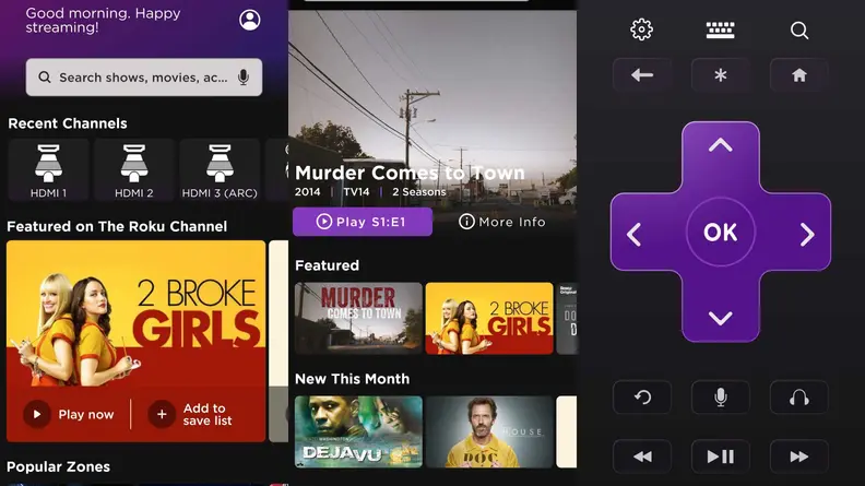 The Roku app on a smartphone