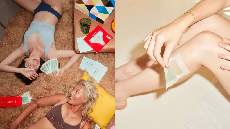Two women laying on the floor with products from MyHare next to them.