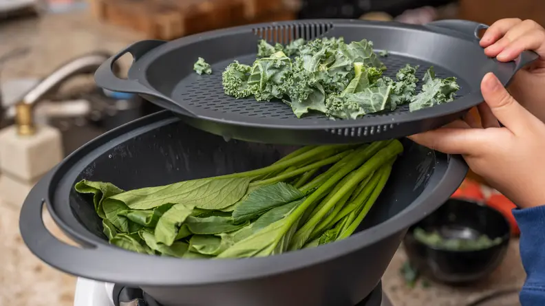 Thermomix TM6 Review: The Varoma basket makes it easy to steam vegetables and meat.