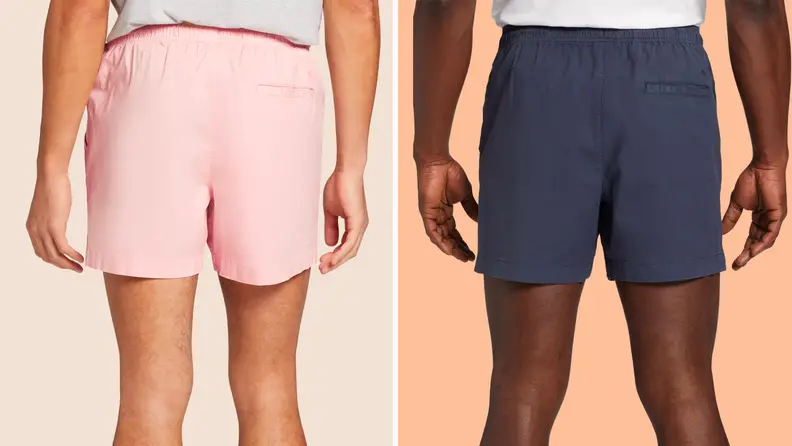 VRST shorts from front in pink and navy
