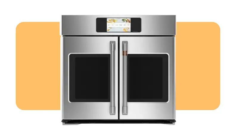 A Cafe oven on an orange background.