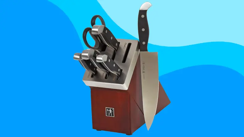Zwilling knives on a blue background