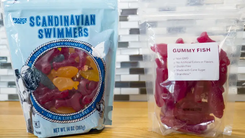 Brandless Gummy Fish and Trader Joe's' Scandinavian Swimmers