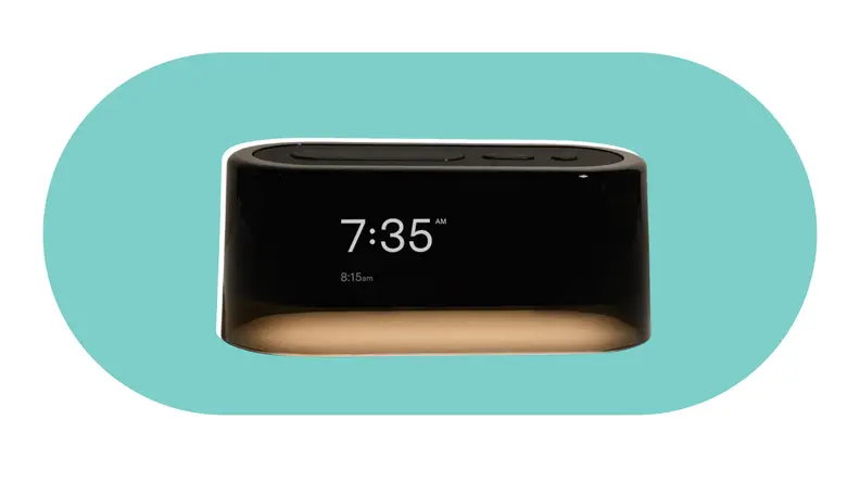 The Loftie Clock on a colorful background