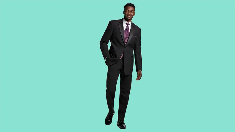 A person wearing a tuxedo.