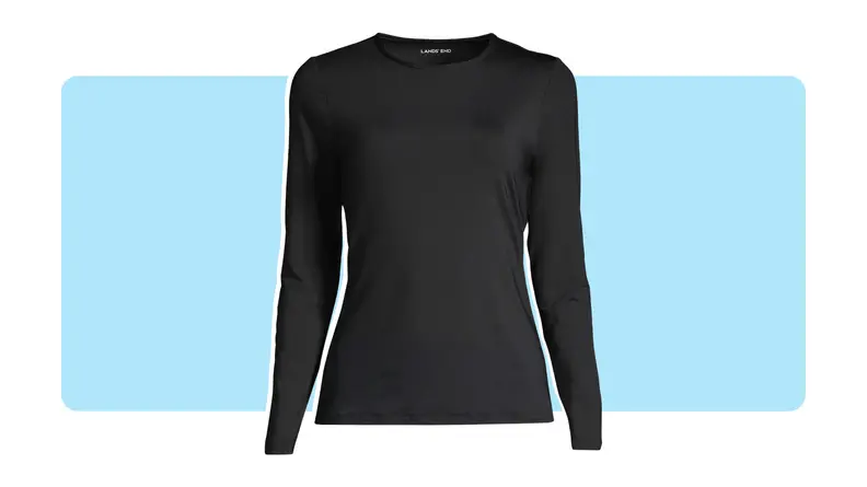 A black rash guard with long sleeves.
