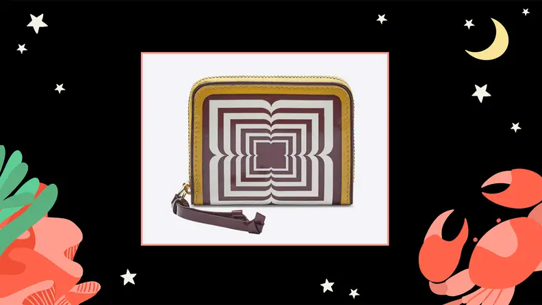 A wallet printed with an optical design.