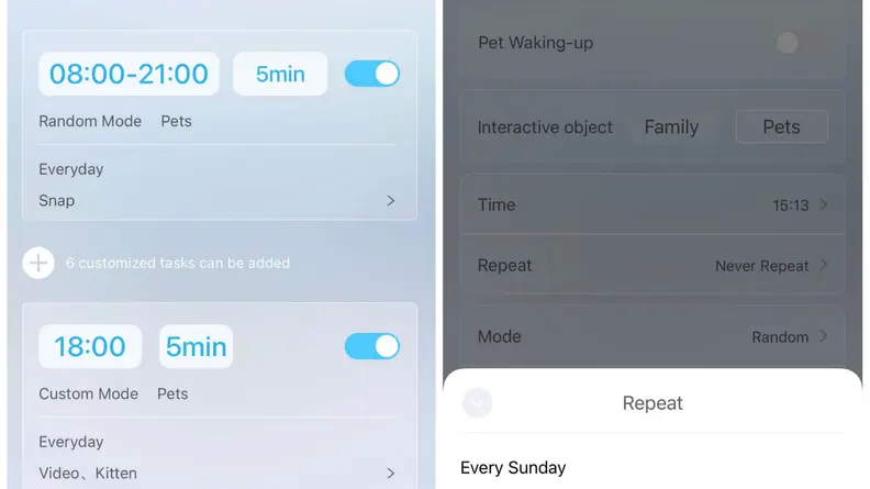 Screenshot of the Enabot app