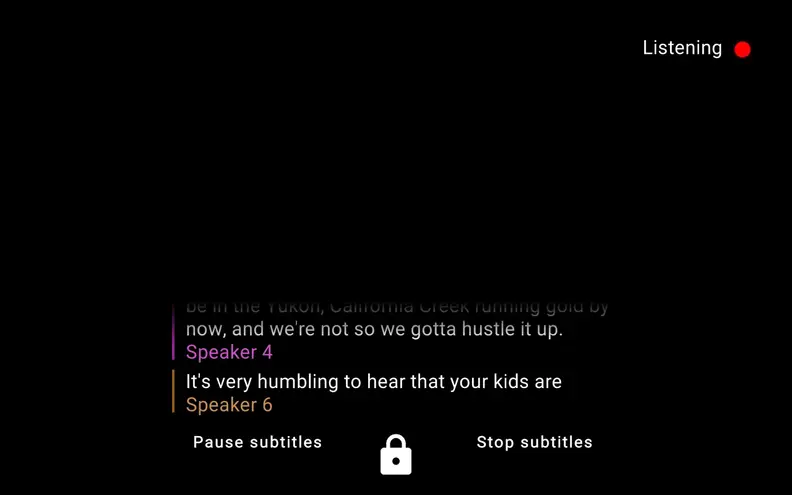 a screenshot of an xrai glass transcription on a smartphones