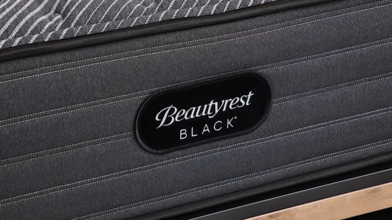 Close-up of the Beautyrest logo on the side of the mattress.