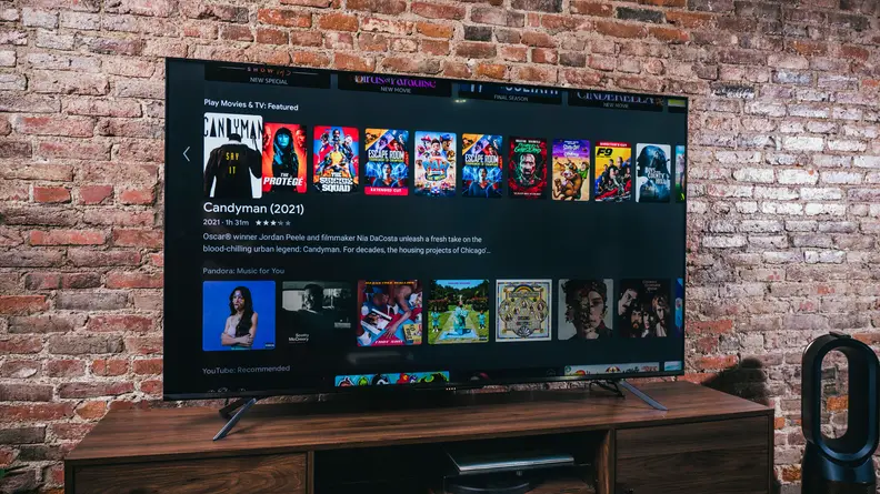 The Hisense U7G displaying its Android TV smart platform home screen